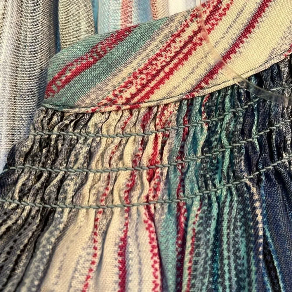 Westbound Stripe Woven Short Sleeve Y-Neck Button Front Top Size 2X - Picture 5 of 5